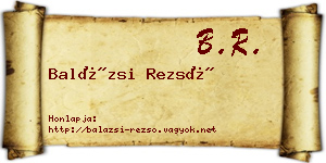 Balázsi Rezső névjegykártya